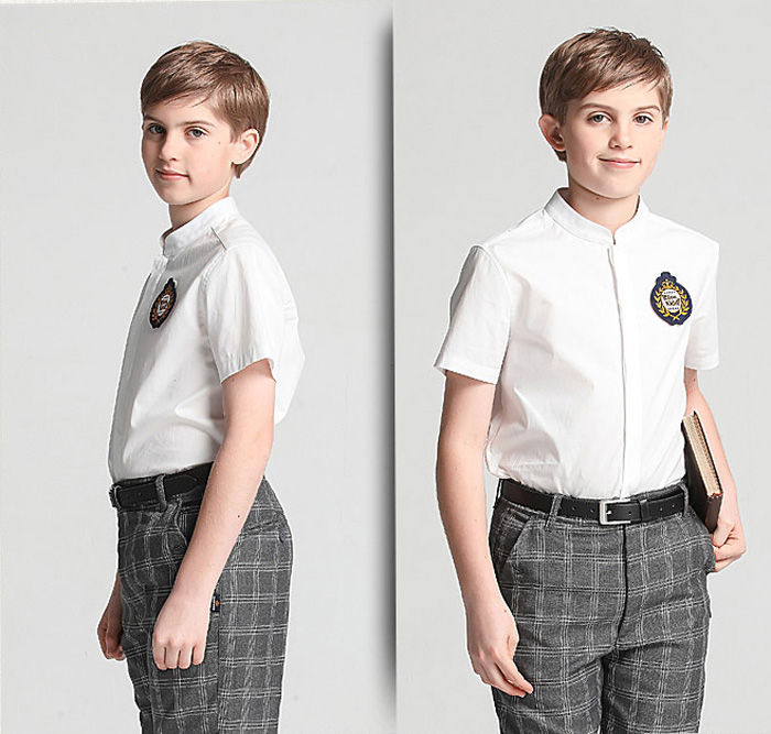新しい到着の学校の摩耗2015学校の制服のシャツドレス独自のロゴ付き仕入れ・メーカー・工場
