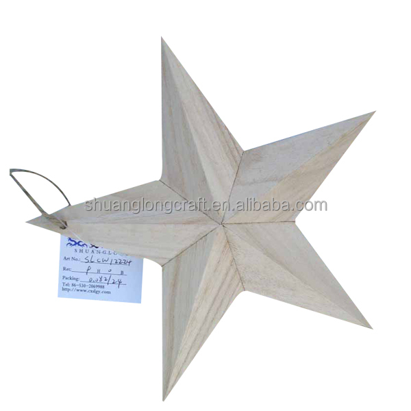 Wood Craft Star Decorative Hanging Stars Wooden Five Stars For