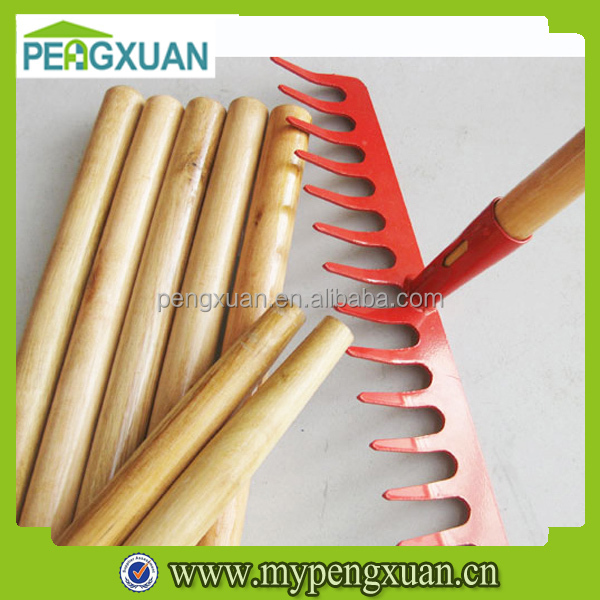 Durable Round Garden Tool Varnished Wooden Rake Handle With Tapered