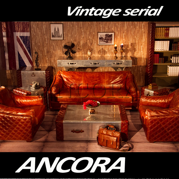 古典的な木製フレームフルグレインa107ヴィンテージ革のソファ問屋・仕入れ・卸・卸売り
