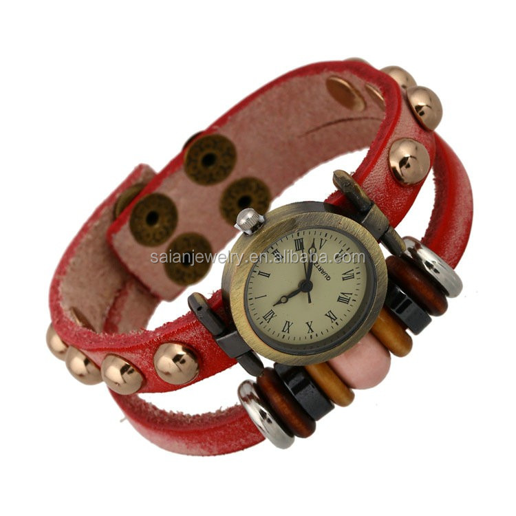 Black Wrap Leather Watch Bracelet From China Handmade Snap Buckle Geniune Leather Multy Wrap Watch Bracelets 53