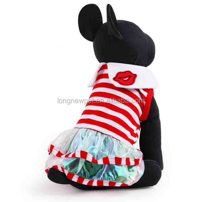 2016新しい赤いリップストライプ子犬服プリンセス犬ドレス仕入れ・メーカー・工場