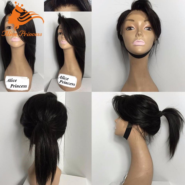 ナチュラル女の子髪かつら未処理バージンヨーロッパ髪シルキーストレートグルーレスポニーテールレースフロントかつらで公正なかつら包装 問屋・仕入れ・卸・卸売り