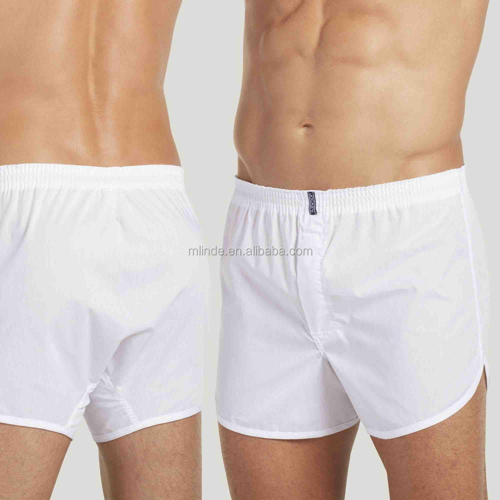 Men's Briefs Transparent Bulk Tapered Boxer Shorts Plain Cotton White