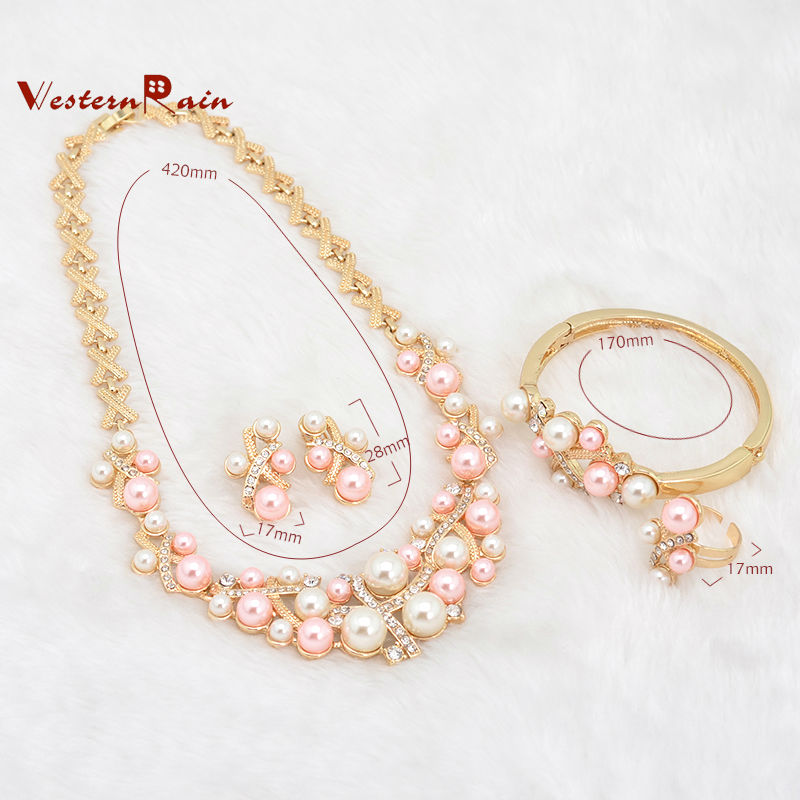 Fashion Pink Pearls Costume Jewelry,Ladies Artificial Pearl Jewelry