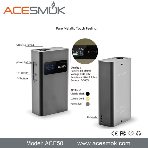 2014 best 50w mod ACE50 box mod for e cigarette distributor