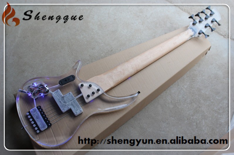 Shengque 7弦led ライト アクリル低音有機ガラス エレキ ギター仕入れ・メーカー・工場