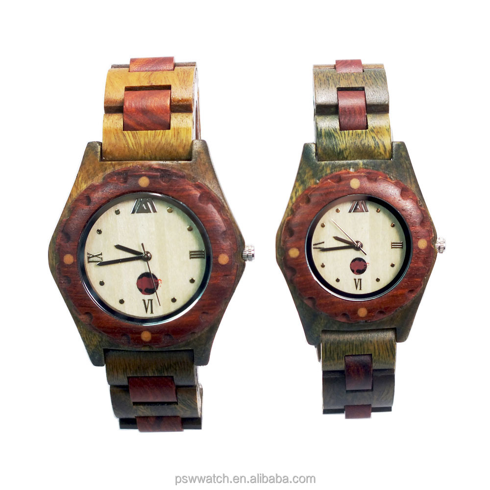 custom bookbinding Roma Japan quartz movt wood watches green sandal couple watch wood watches