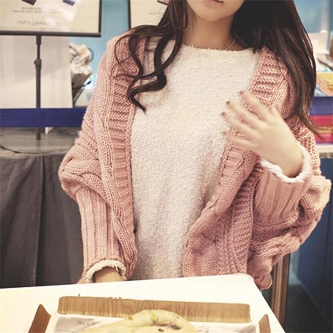 新しい到着の女性のニットカーディガン2015暖かいウールバットウィングルーズセーターコート生き抜く7色仕入れ・メーカー・工場