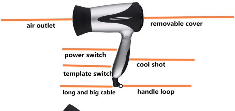 Travel 1200W 2 Speed Settings Mini household Foldable Hair Drier Manufactur hotel ionic hair dryer