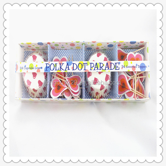 Party Cake Decorating Tools Set 48pcs Paper Cake Cups+48 pcs Cake Decorate Picks