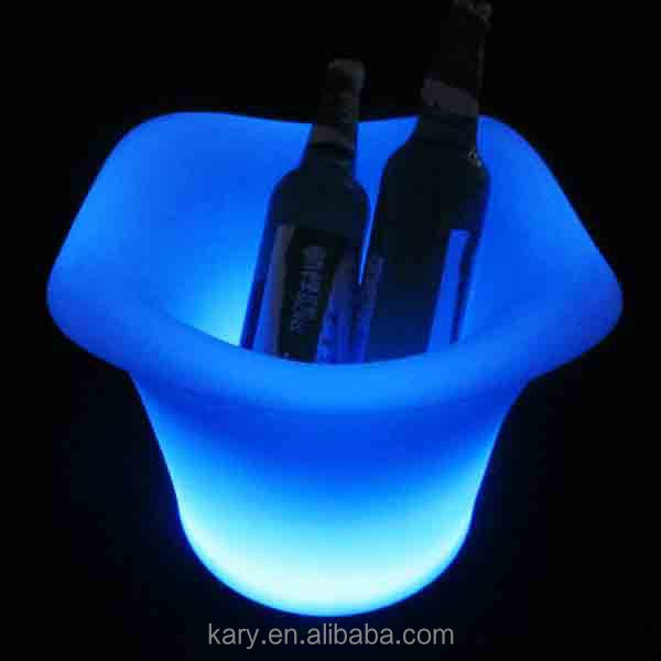 Rechargeable Waterproof Cooler Champagne Plastic LED Ice Bucket