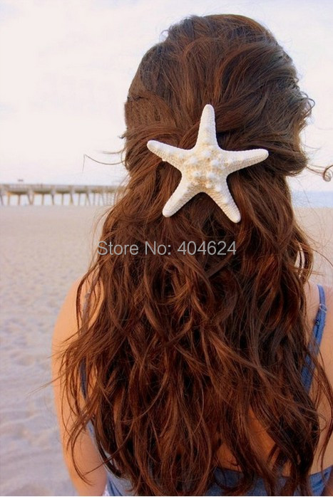 2014 Hot New Trendy Natural Headwear Big Starfish Pattern Women Beach Holiday S/L Hair Barrettes Head Decoration FreeShipping