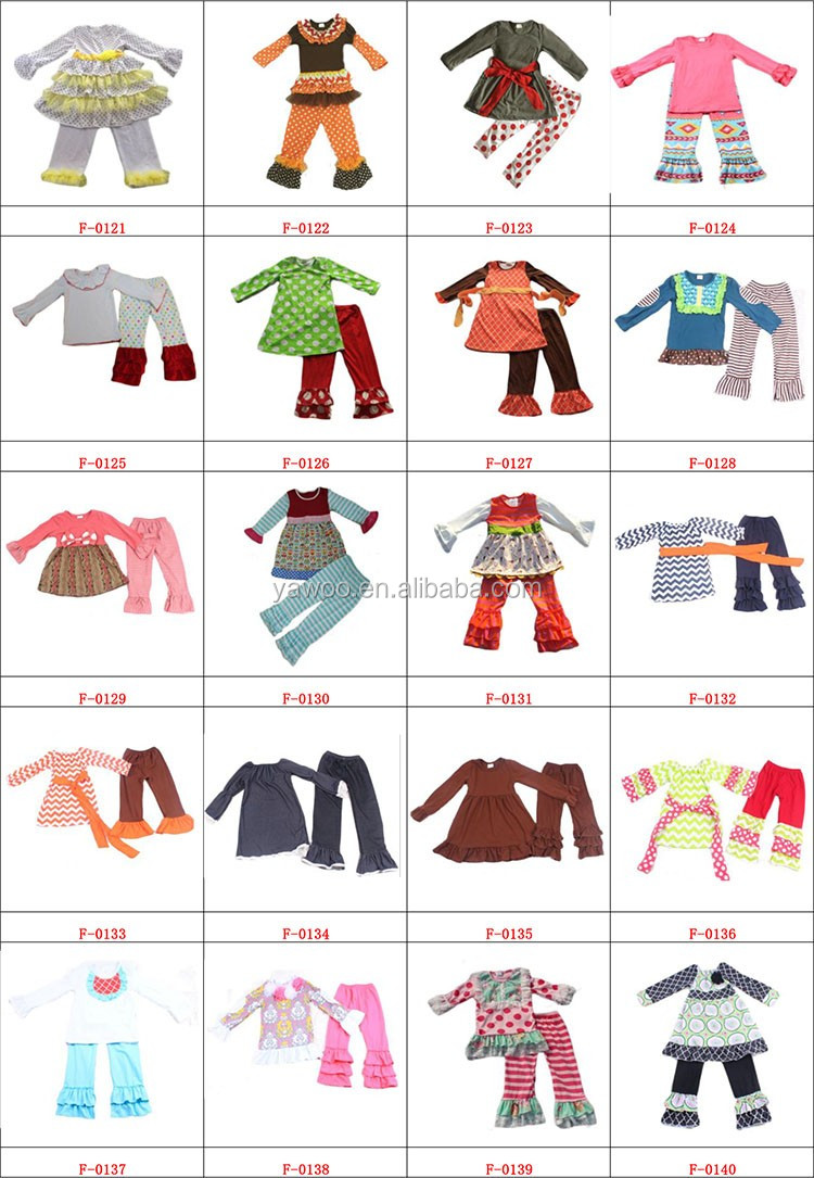 Yawoo子供服卸売花トップフリルボトム衣装タイトパンツ新しいスタイル子供服セット仕入れ・メーカー・工場
