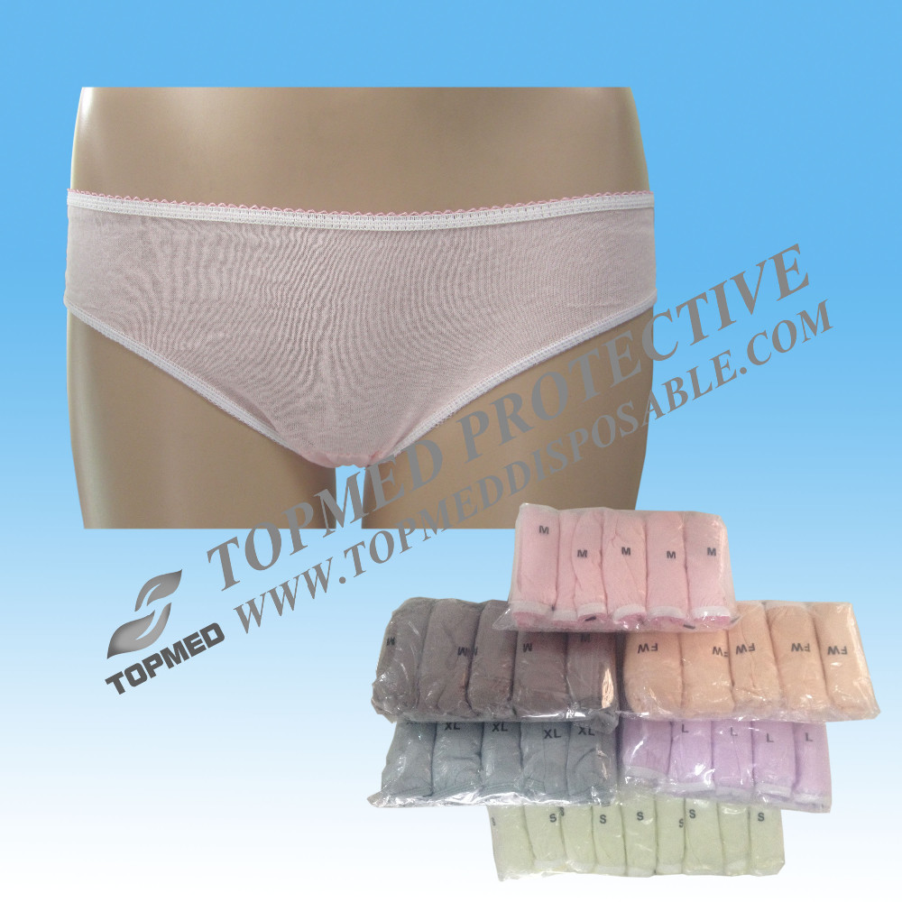 熱い!使い捨てブリーフシングル使用下着100%綿、不織布印刷使い捨てパンティー用女性仕入れ・メーカー・工場