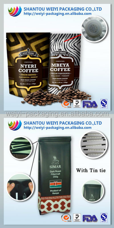 Laminated Kraft Paper Coffee &Tea Bags With Ziplock