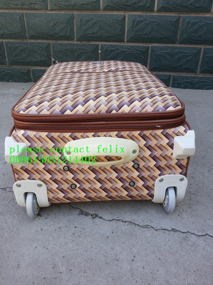 ストリップのプリント茶色の革の旅行のスーツケース、 スピナー4車輪トロリーの旅行の荷物ケース仕入れ・メーカー・工場