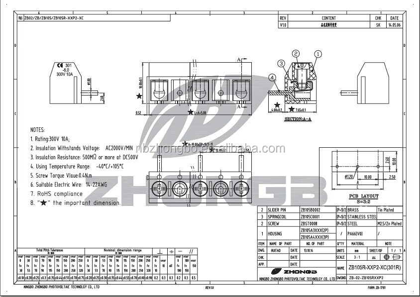 ネジ端子台301r5.0ミリメートルpcb仕入れ・メーカー・工場