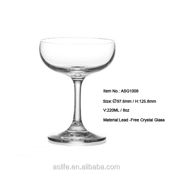 ASG1008-220ml 8oz Attend HK Autumn Fair!No Lead Crystal Champagne Glass Coupes Wholesale Prices!Wholesale Champagne Glasses Size