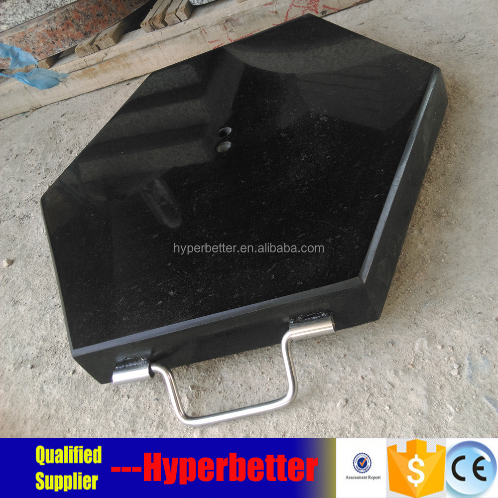 black granite parasol umbrella base with metal handle.jpg