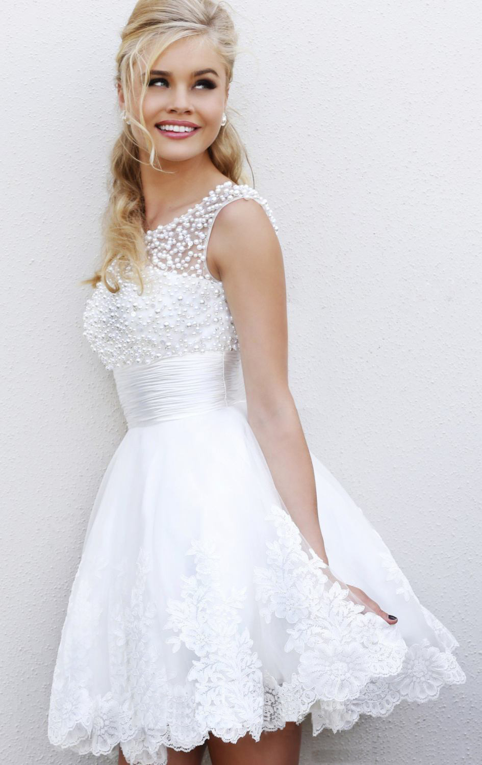 white sort wedding dresses