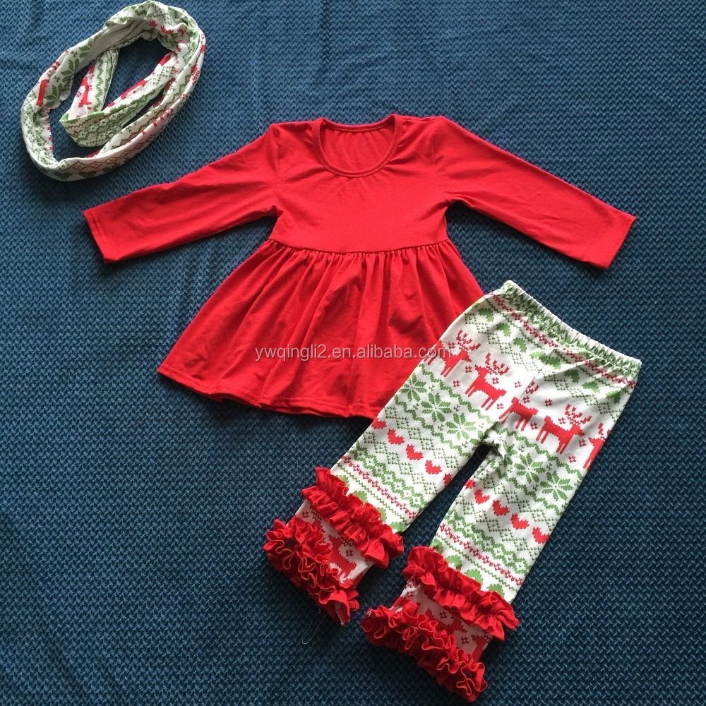 2015女の子ブティック服クリスマス子供衣装鹿パターンベビーフリルクリスマスYW-00192仕入れ・メーカー・工場