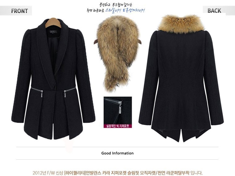 秋2015/冬新デザインウールのコートの毛皮の襟の女性服ウールジャケットコートファーの冬のジャケットの女性仕入れ・メーカー・工場