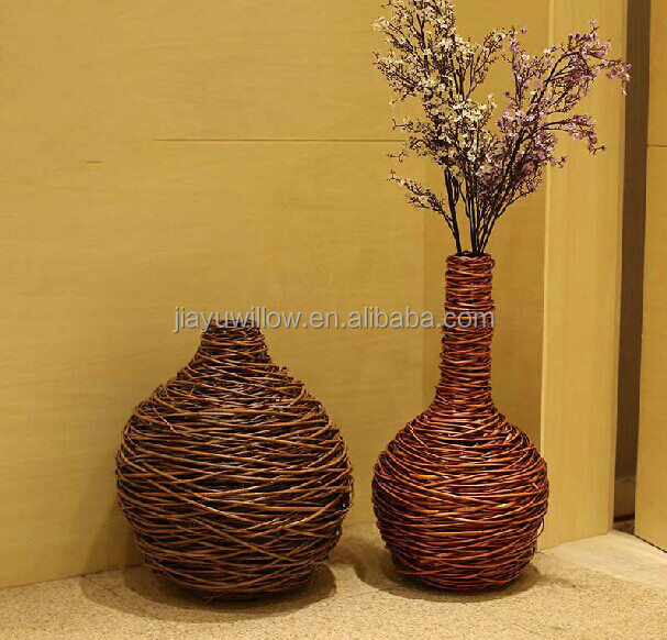 Handmade Wicker Decorative Flower Vase Restaurant Table Flower