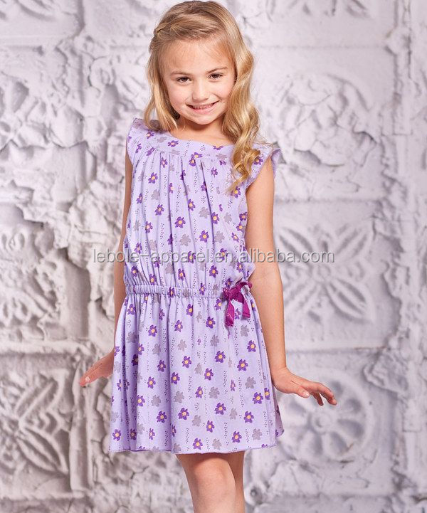 フラッタースリーブドレスフローラルプリント卸売ファッションの女の子の子供たち問屋・仕入れ・卸・卸売り