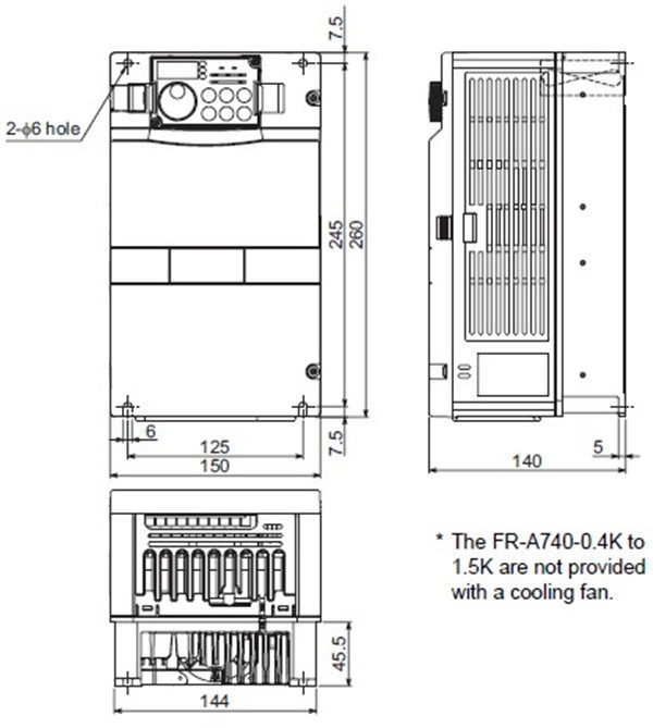 FR-A740-0.4K-CHT dimensions