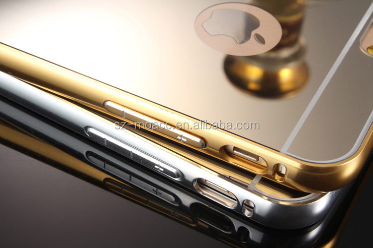 の豪華なゴールドアルミニウム金属のバンパーケースiphone用6s、 iphone用ケース6sアルミミラーの背面仕入れ・メーカー・工場