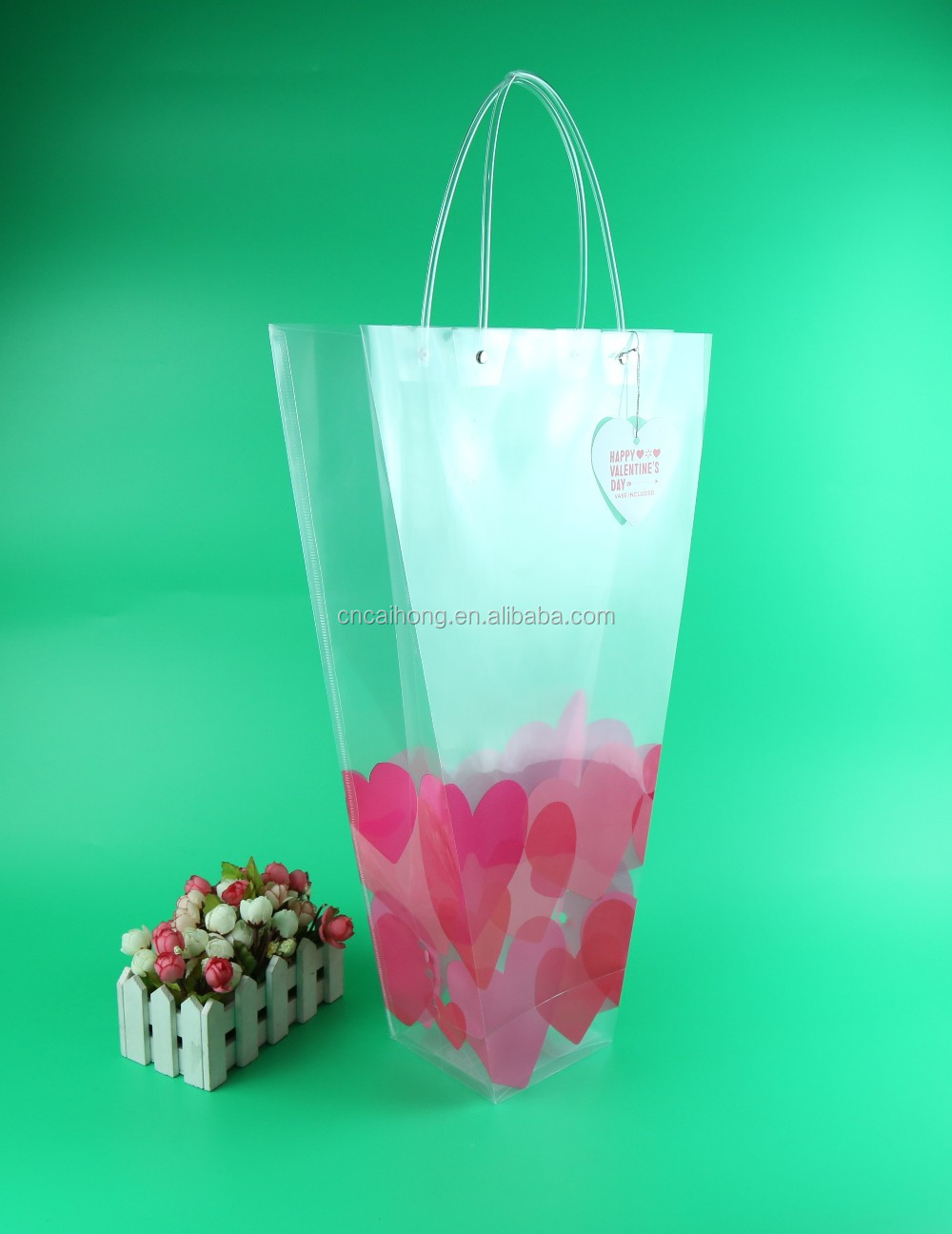 Customize Pp Plastic Bag Flower Vase,Disposable Flower Plastic Bag