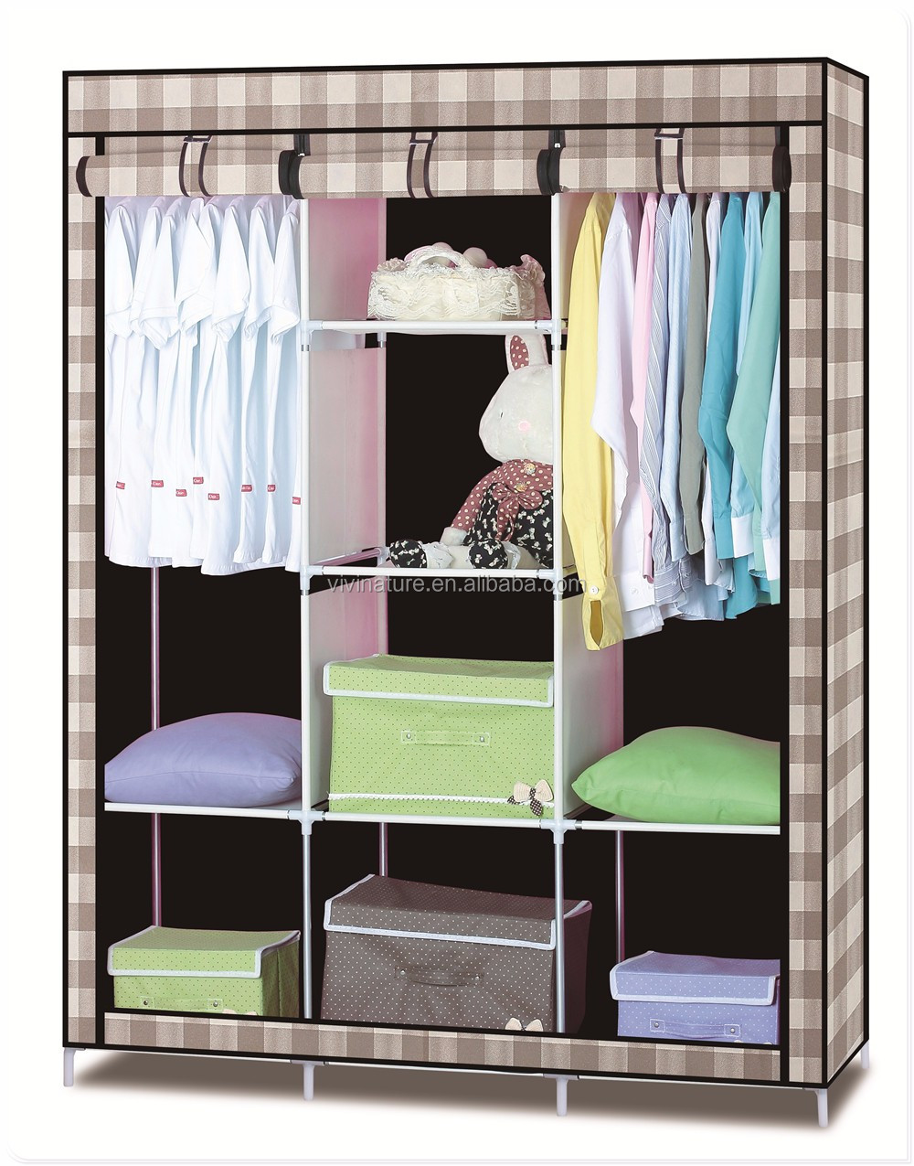 Single Canvas Effect Wardrobe Clothes Storage Cabinet Buy
