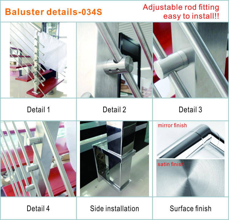 interior stainless  banisters  ideas with stainless steel cross bar fitting
