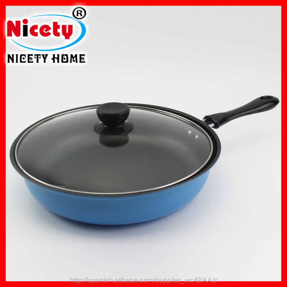 Sartén azul de hierro de 22cm con tapa de vidrio