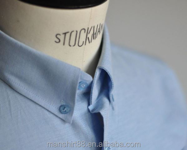 2016新しい デザイン綿ライト ブルー ボタン ダウン オックスフォード ドレス シャツ の ため の男性仕入れ・メーカー・工場