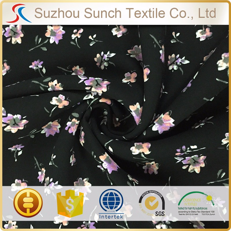 100% polyester water printed flower mosscrepe fabric