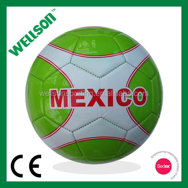デザイン緑メキシコを縫い付けマシン光沢のあるpvcサッカーボール問屋・仕入れ・卸・卸売り