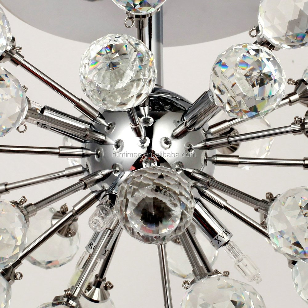 Lampadario di cristallo k9 con 6 luci in globo forma stile mini ... Plafoniera con cristalli swarovski