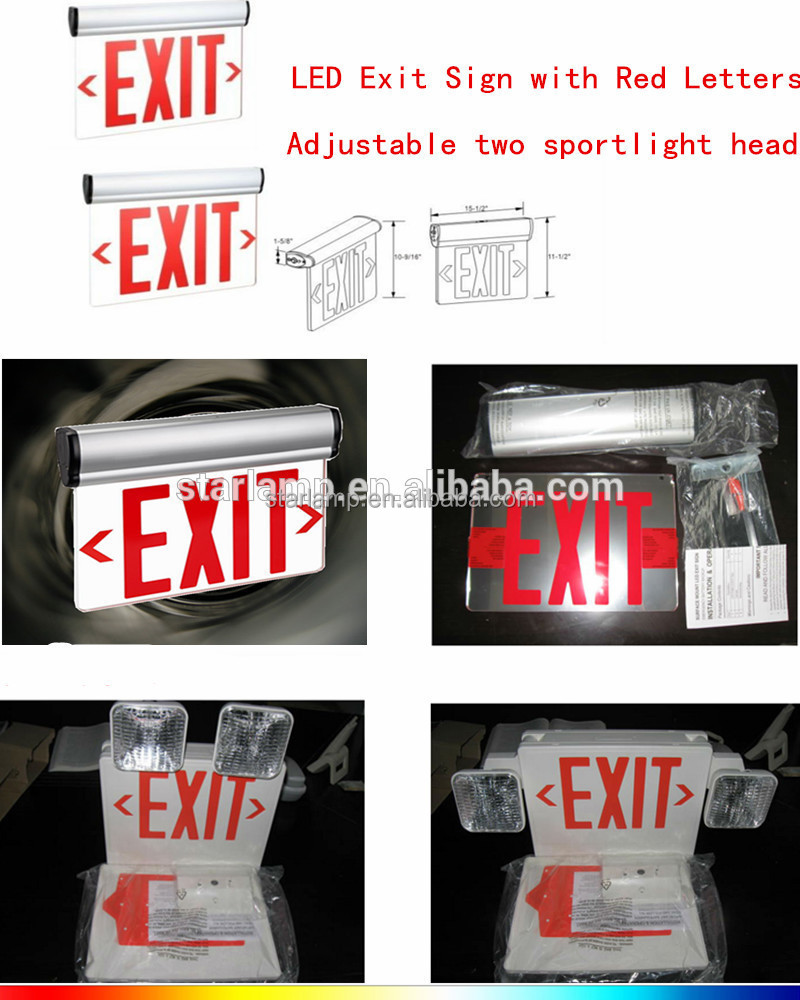非常口のサイン照明ulリストされている緊急led出口標識充電式非常口灯を導いた仕入れ・メーカー・工場