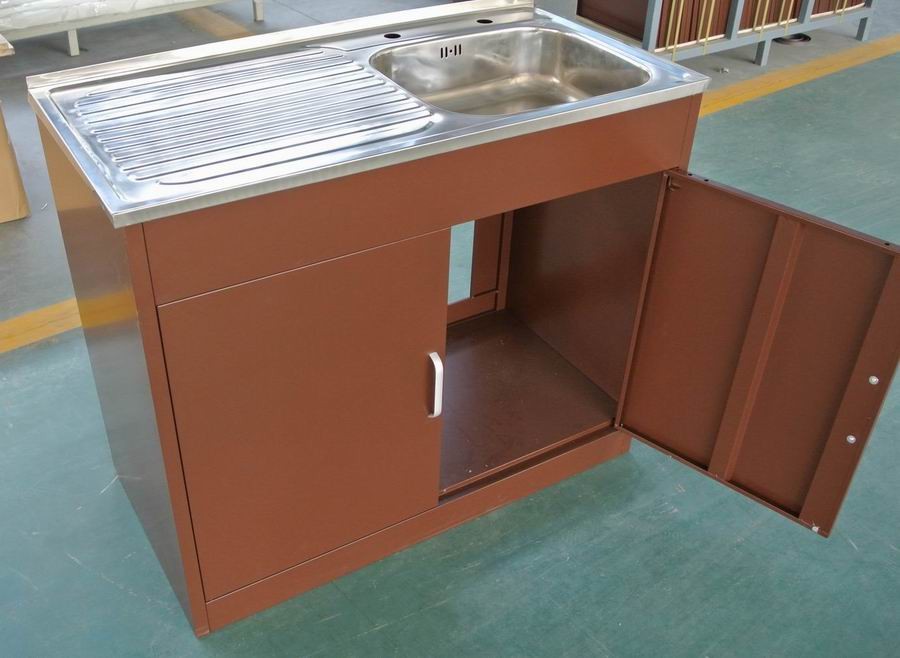 metal frame kitchen sink