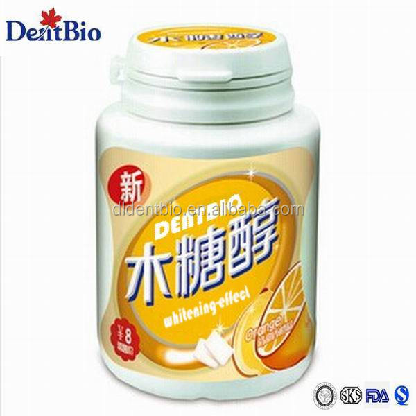 whitening effect add silicon dioxide orange taste sugarfree chewing gum in big bottle
