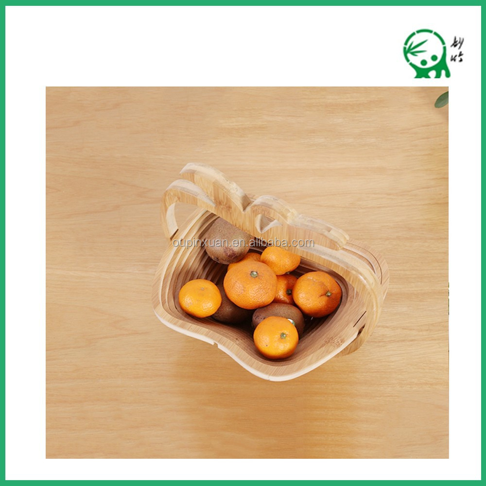 storage,hanging natural bamboo apple shape folding fruit basket