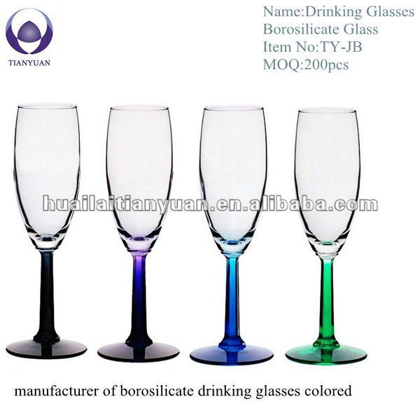 lead free colored handblown pyrex champagne glass COE 3.3