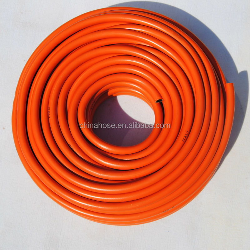 Italy Standard 9x15mm Orange Pvc Lpg Gas Flexible Hose Gas Flexible