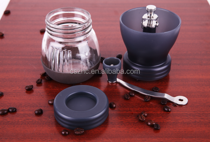 Manual Ceramic Burr Coffee Grinder Mill Hand Crank with Complimentary Lid & Brush (Black)