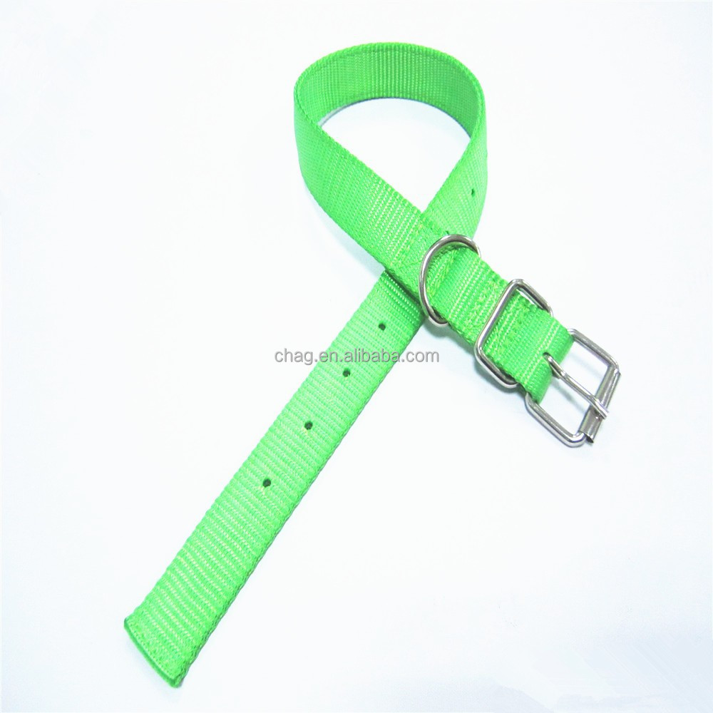 fluo green dog collar soft nylon dog collar with metal buckle, View soft nylon dog collar , CG