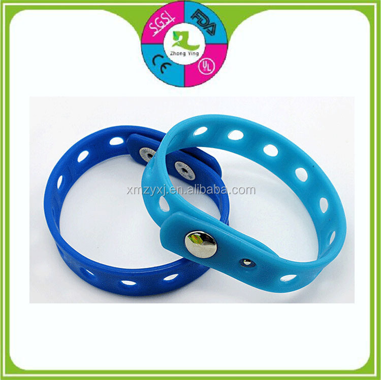 Silicone Rubber Hollow Wrist Bands Adjustable Snap Button Bracelets ...