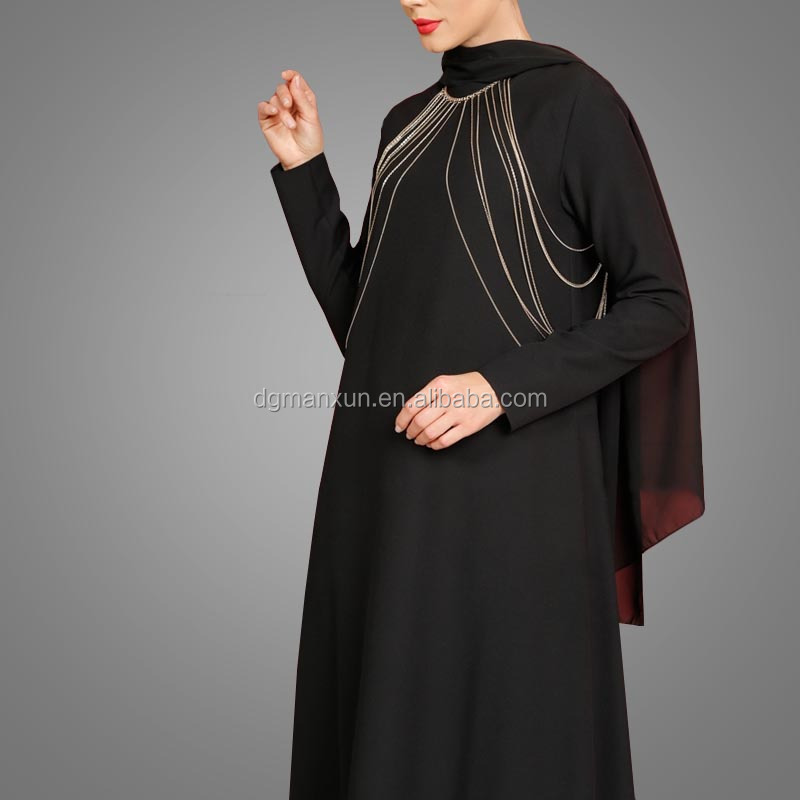 Fashion Islamic muslim evening dress for ladies black abaya in dubai 2017 (5).jpg