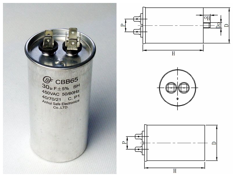 China cbb65 bopp film capacitor partida